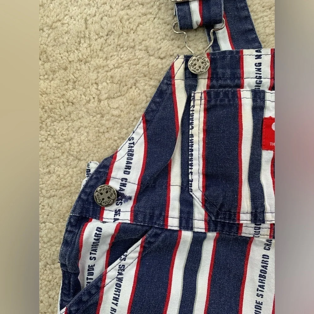 Vintage Oshkosh Size 2T Nautical Print Shortalls